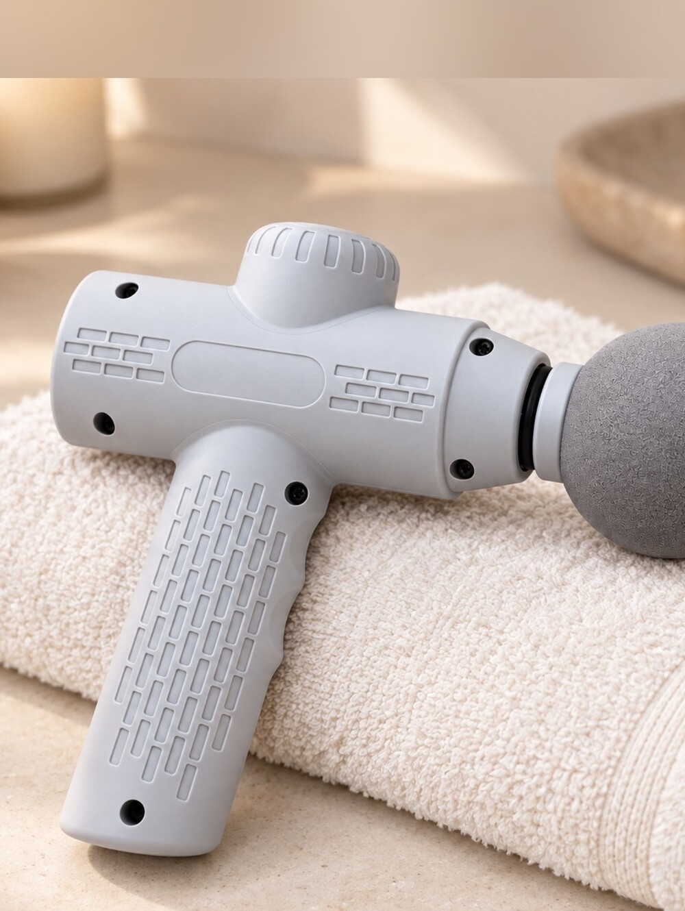 Gray Portable Handheld Massage Gun USB-C Rechargeable